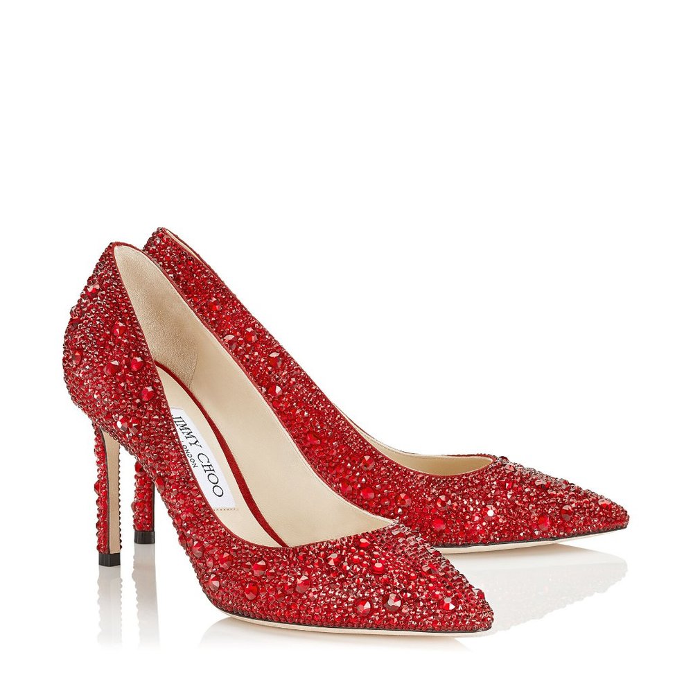 ROMY 85 Red Crystal JIMMY CHOO Pumps 38.5/8US